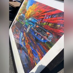 SIGNED MICHAEL IRVINE 89/100Vibrant Framed Car Art Print LITHO WITH PAPERWORK